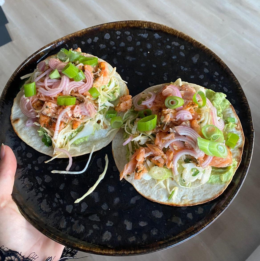 Zalm taco's met koolsla